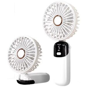 Rechargeable‎ Handheld Fan 1200mAh 5 Speeds Portable Quiet Cooling White